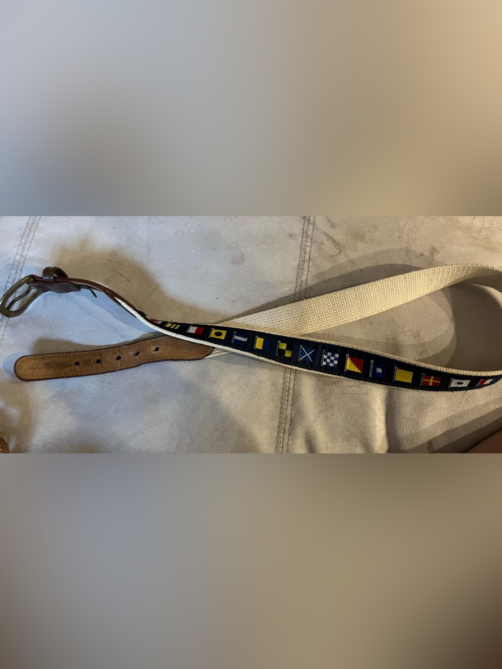 Canterbury Vintage Nautical Signal Flag Leather Canvas Belt 36